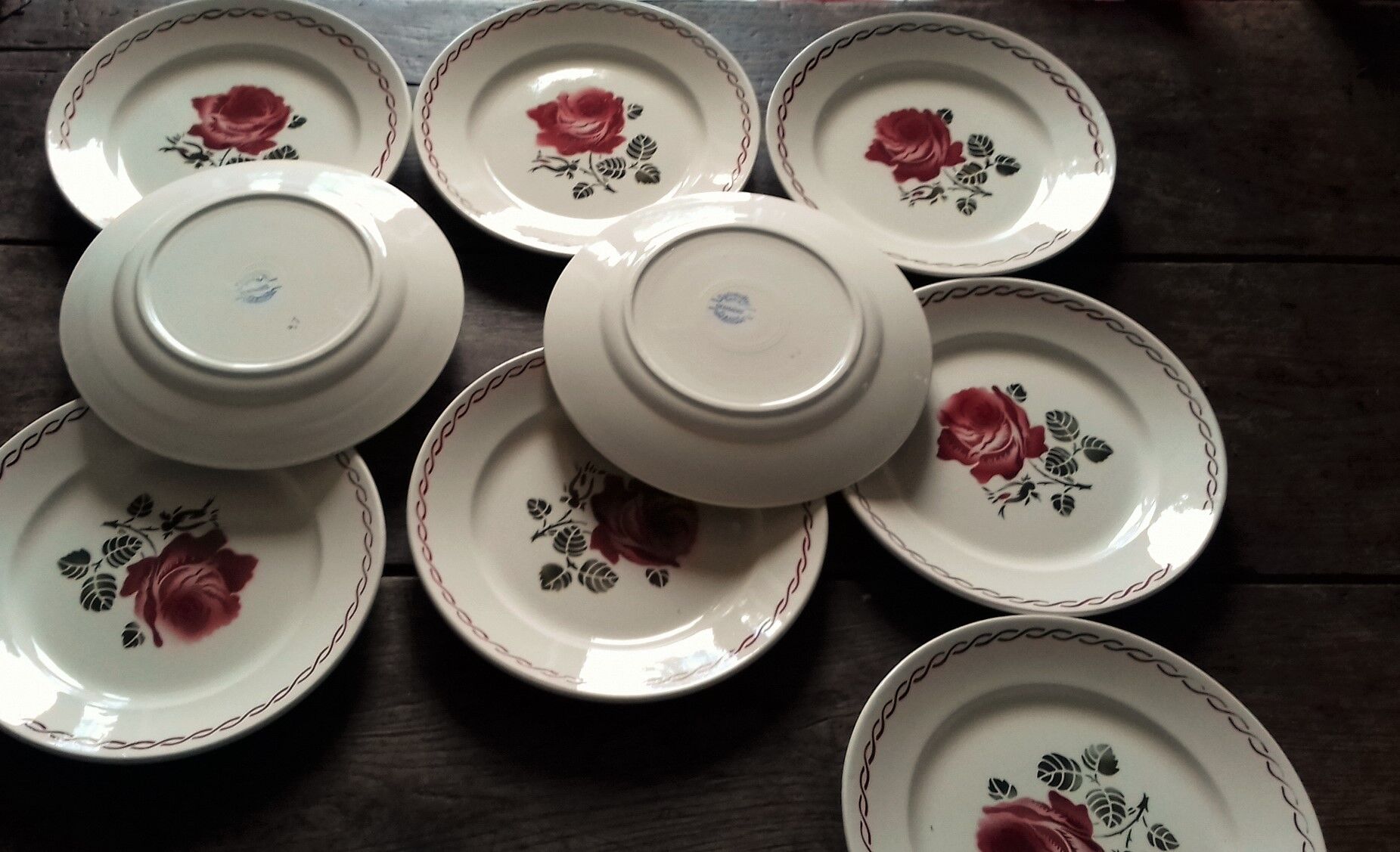 Lot 9 plates Badonviller germaine rose 1940