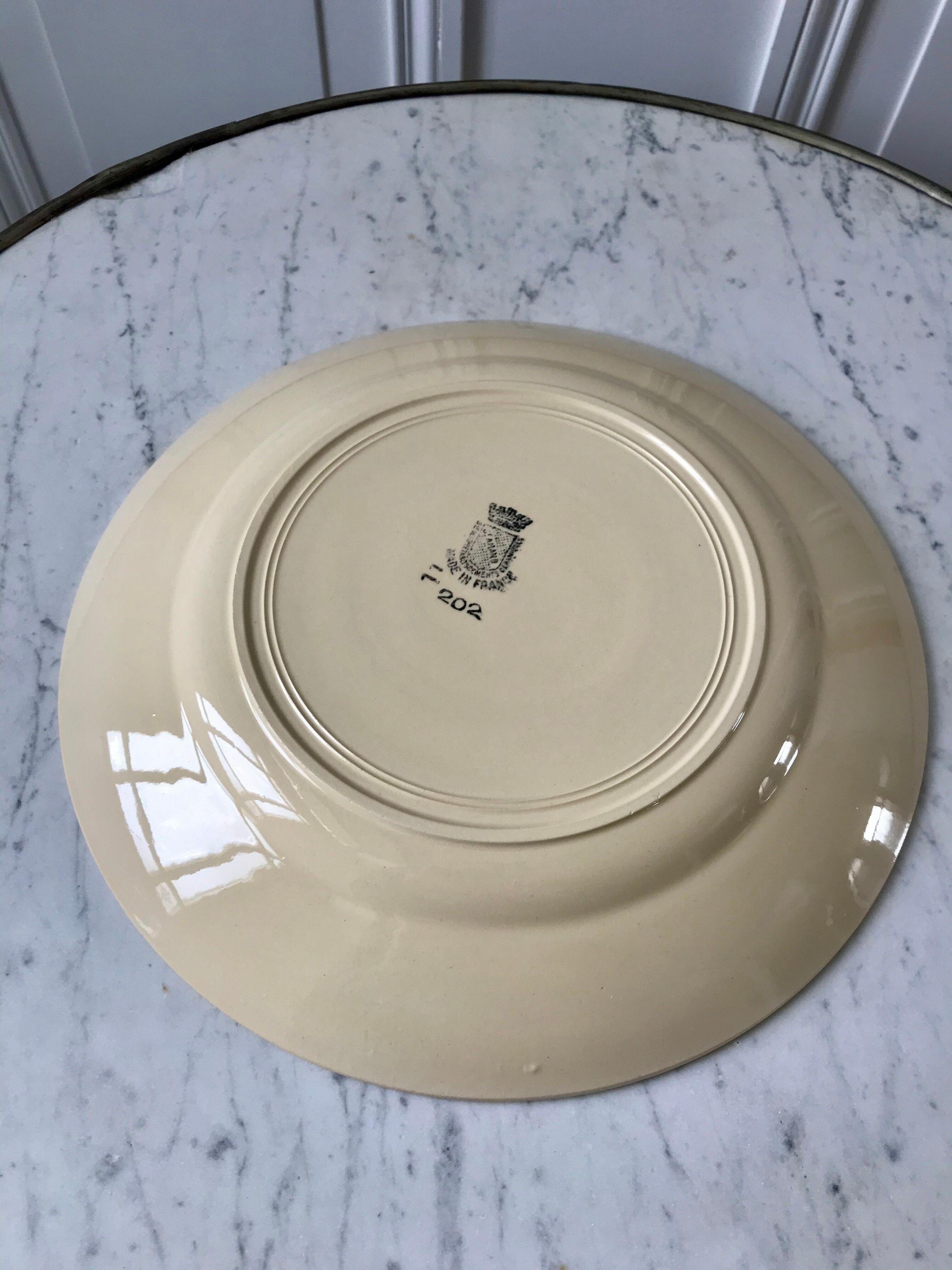 Round dish blue flowers Saint-Amand years 30-40