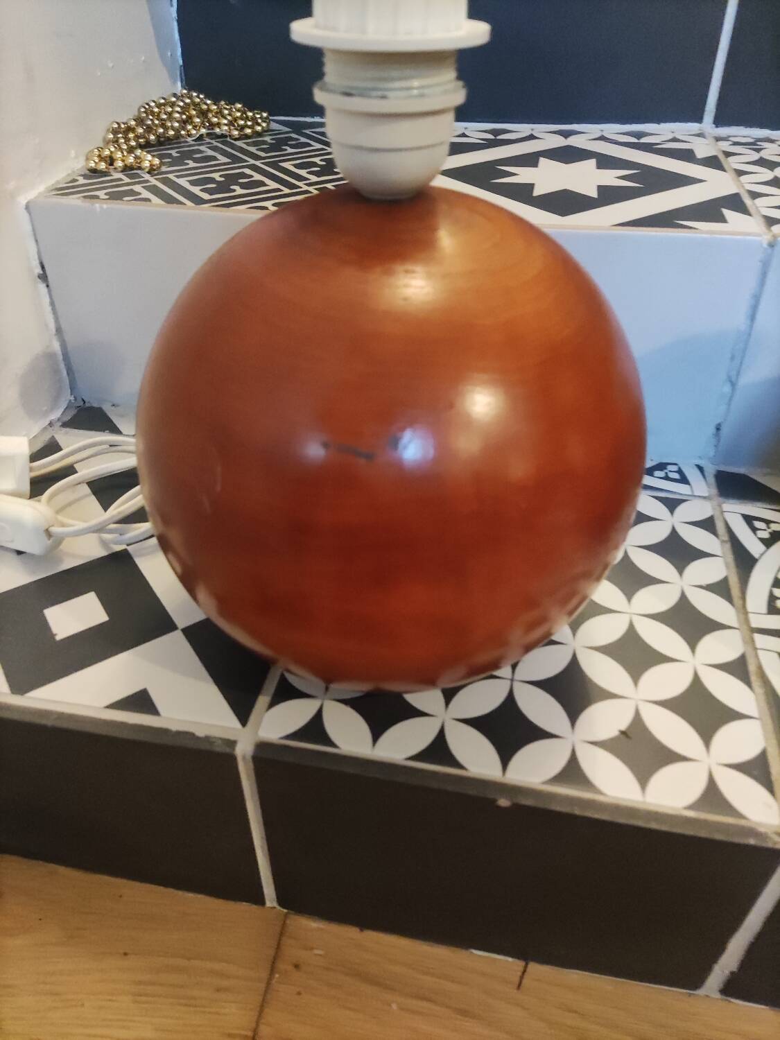 Wooden ball lamp base made in Italy