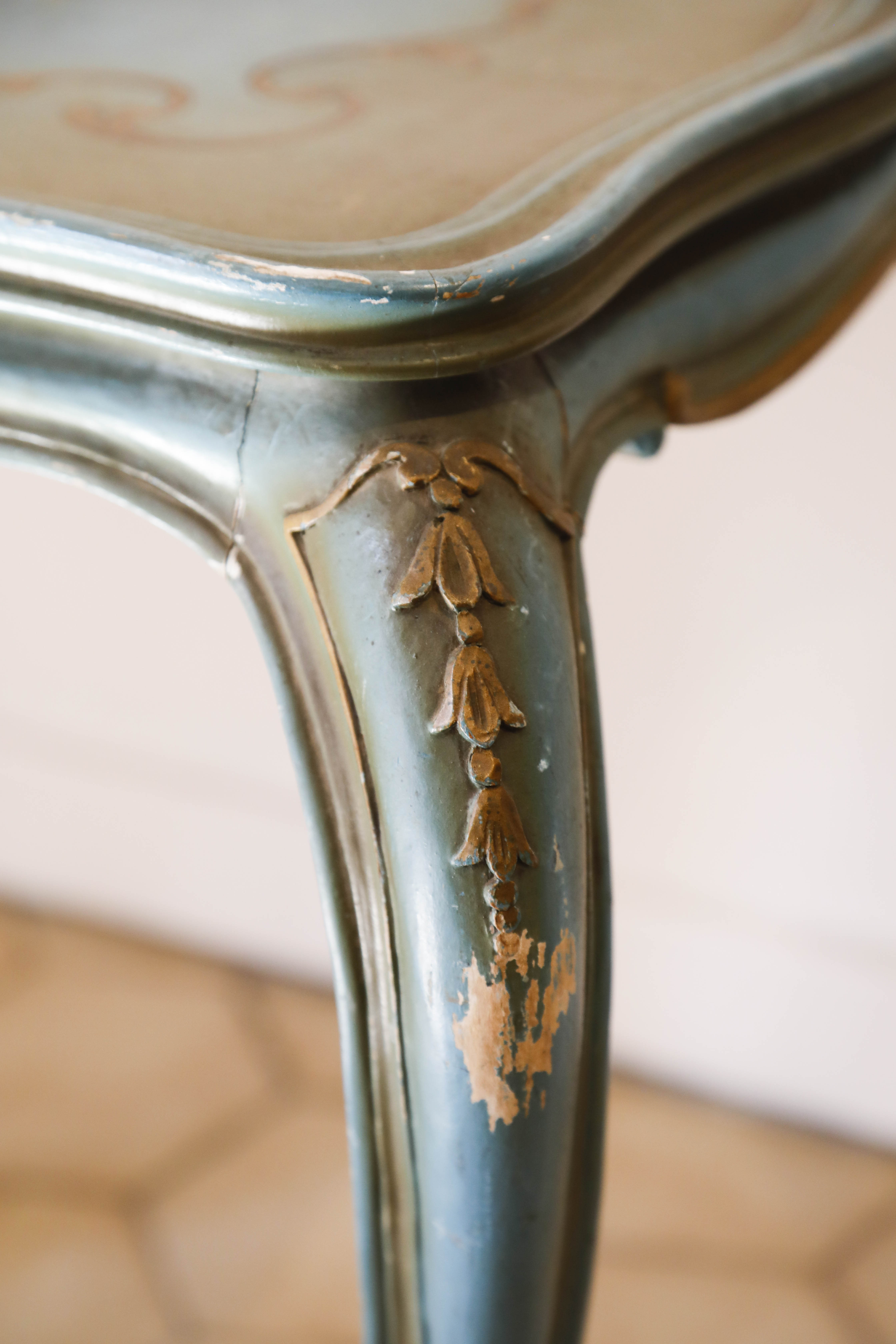 Louis XV style Venetian blue patina table