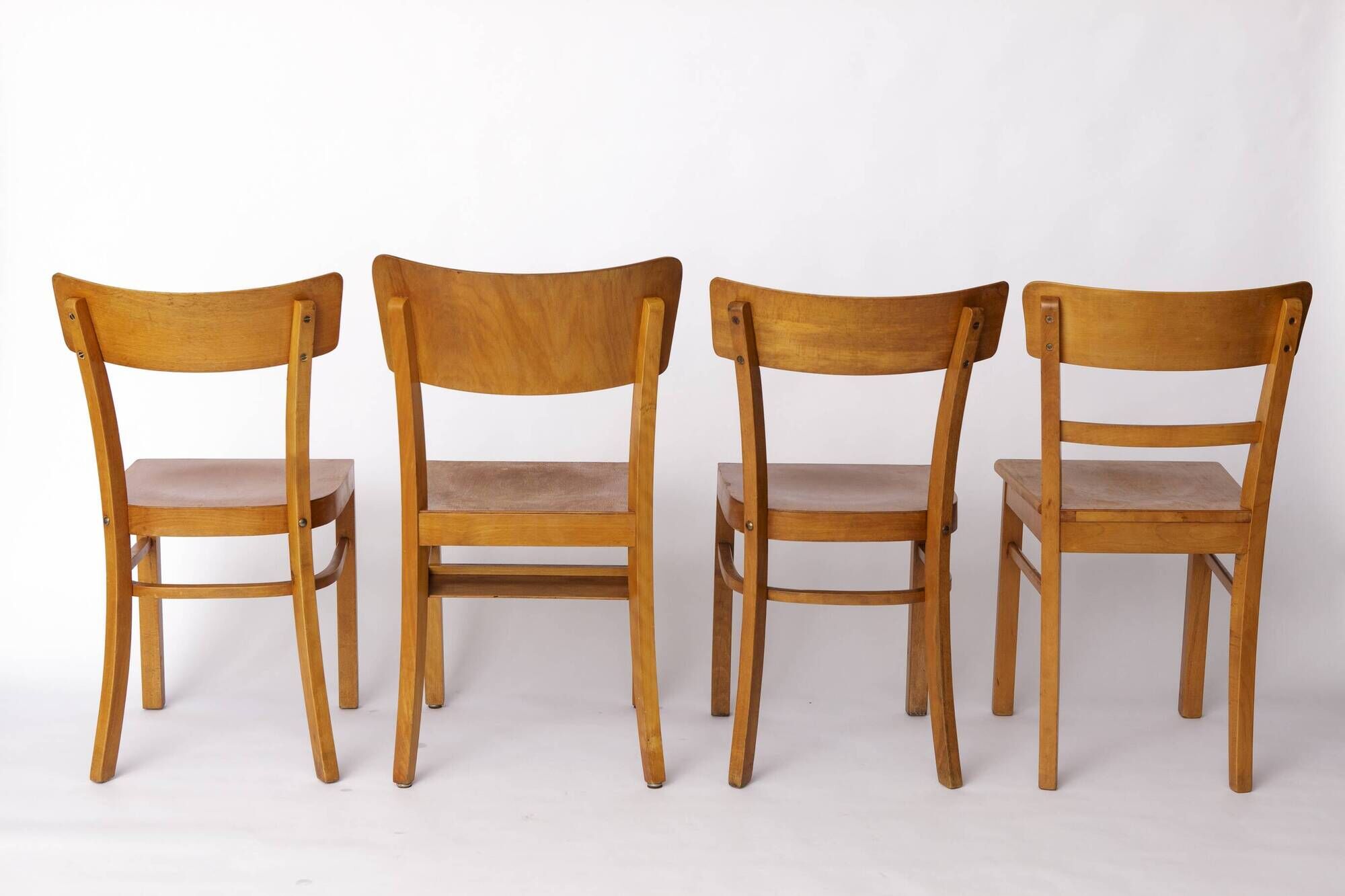 Set of 4 Vintage “Frankfurter” Dining Chairs – Beech Wood – Germany 1950s