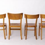 4 chaises de salle à manger « Frankfurter » en hêtre, Allemagne, années 1950