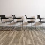 Mid-century chromed leather chairs