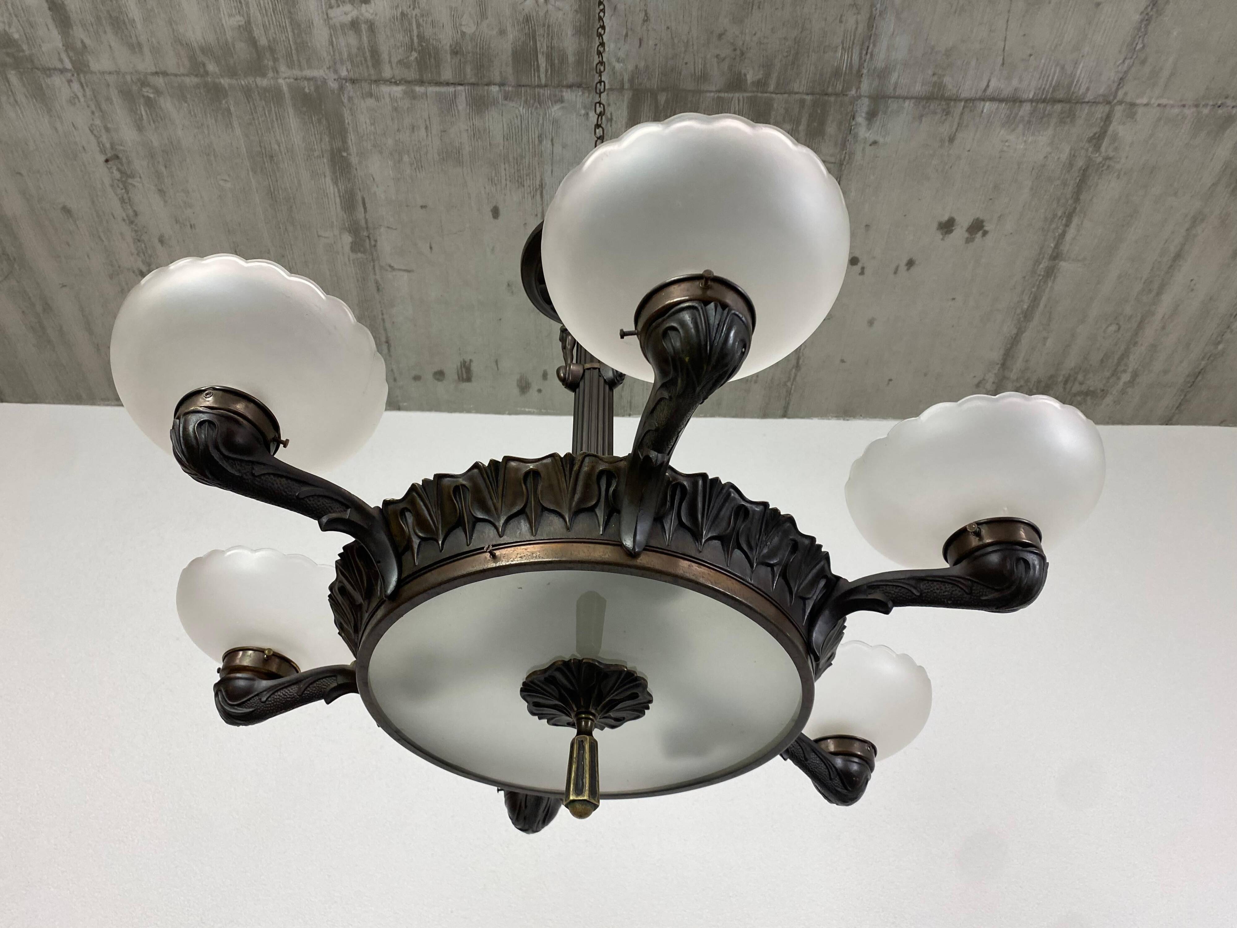 Bronze Secession chandelier