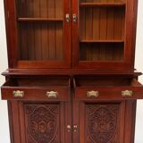 Art Nouveau Display Cabinet or Bookcase in oak with carvings and glass door
