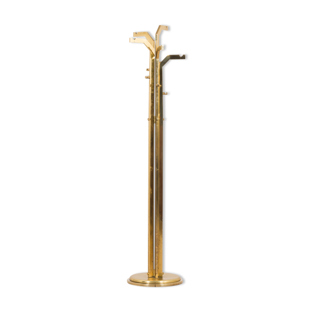 Vintage Italian free standing coat rack clothes hook in brass