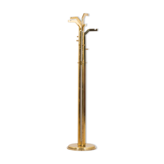 Vintage Italian free standing coat rack clothes hook in brass, 1960s