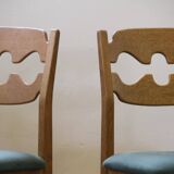 1960s Danish brutalist oak Razorblade dining chairs attributed to Henning Kjærnulf