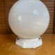 Antique Ceiling Light White Opaline Ball + Porcelain Support