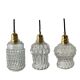 Set of three vintage electrified glass pendant lamps