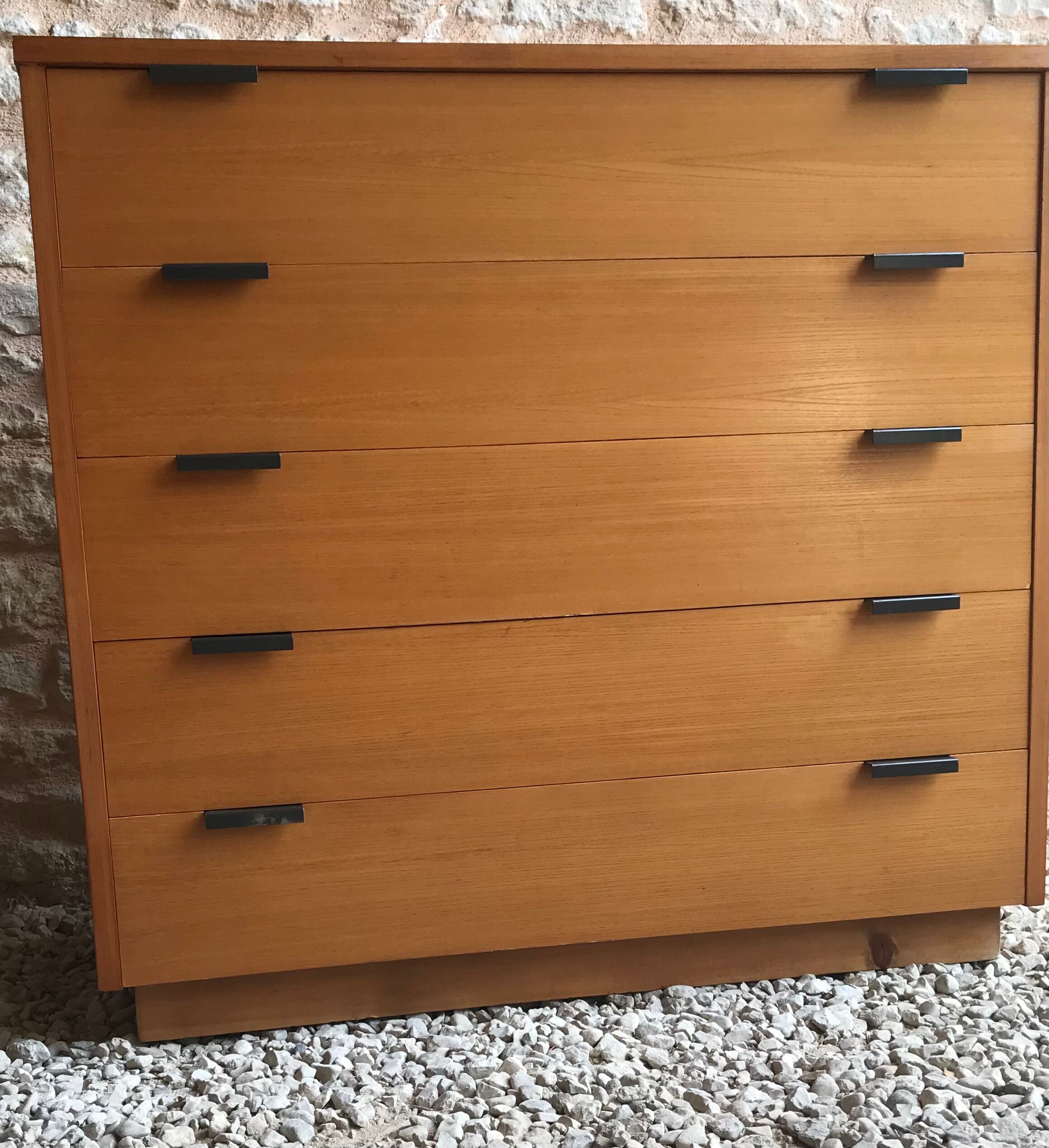 Vintage chest of drawers 1980's blond beech 5 drawers