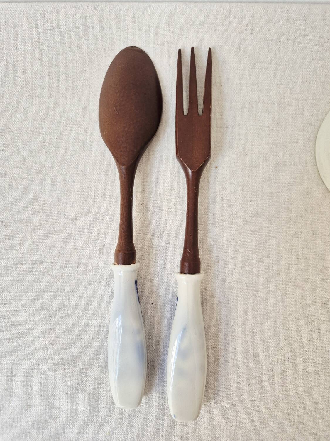 Japanese wooden and ceramic salad service, 1960