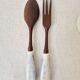 Japanese wooden and ceramic salad service, 1960