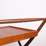 Danish folding teak rolling table, Svend Aage Madsen/Illums Bolhigus.