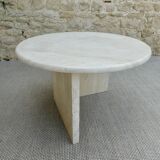 Side table, round travertine sofa end