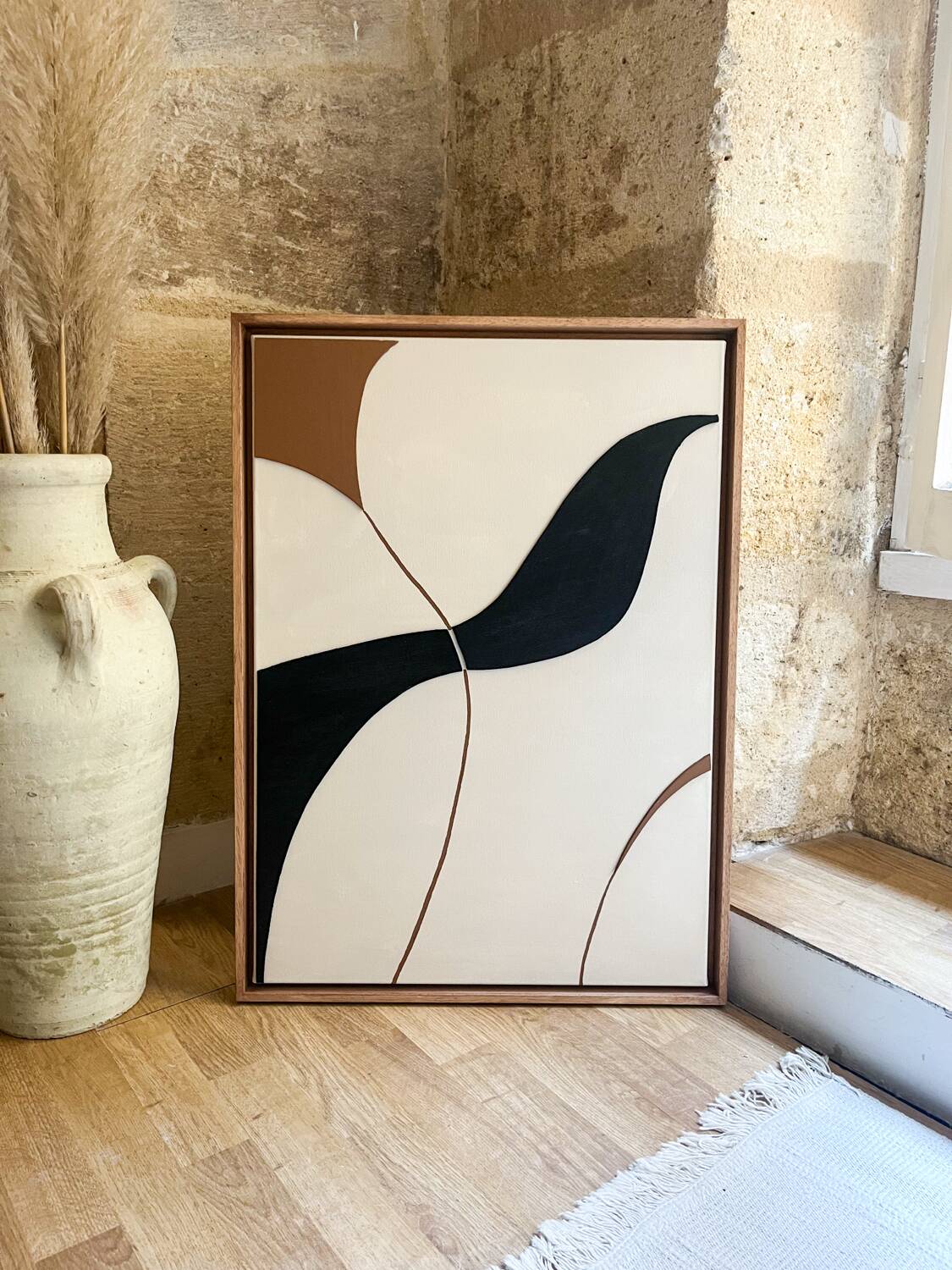 Black and brown relief painting