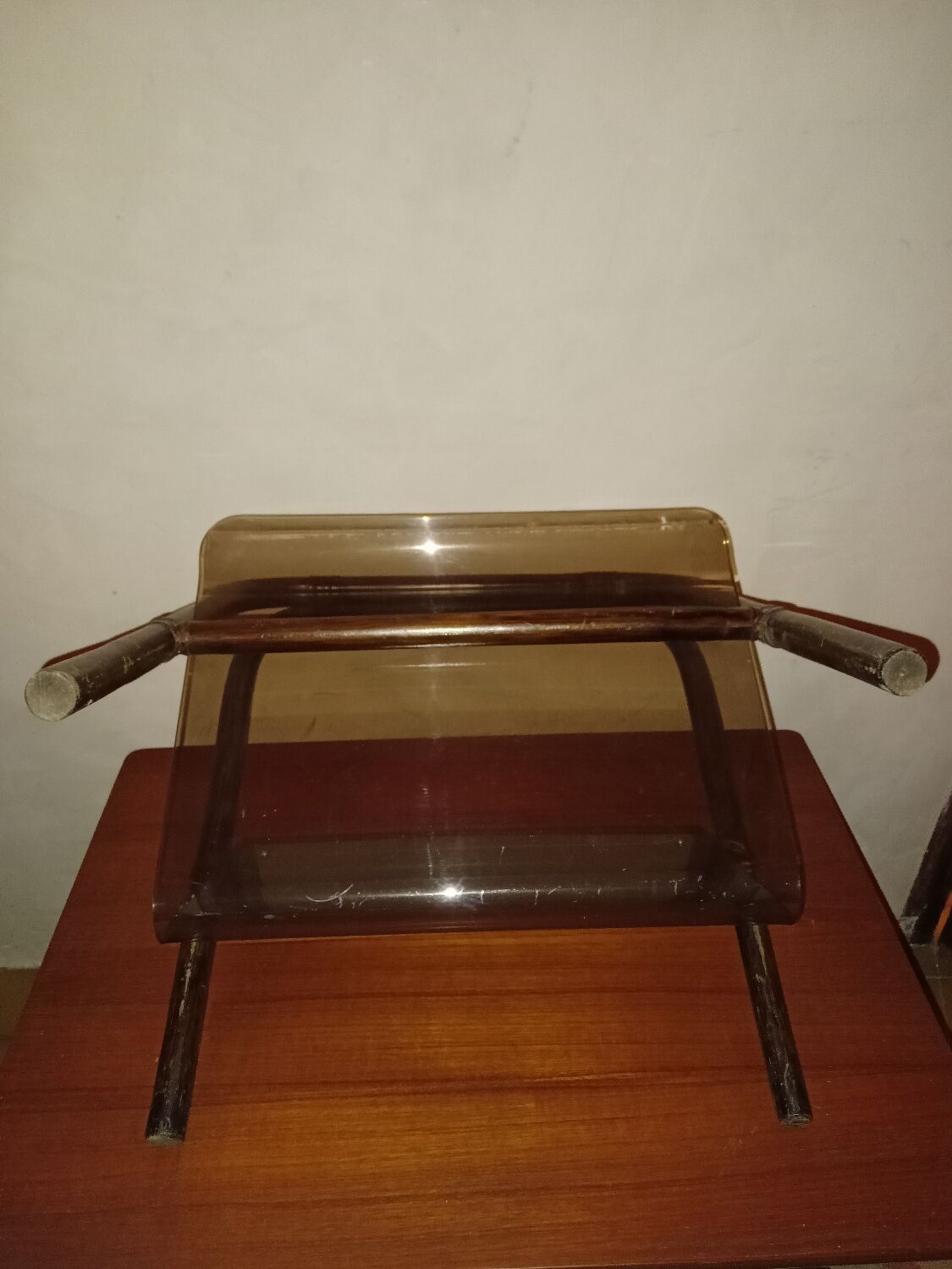 Bamboo and plexiglass magazine holder