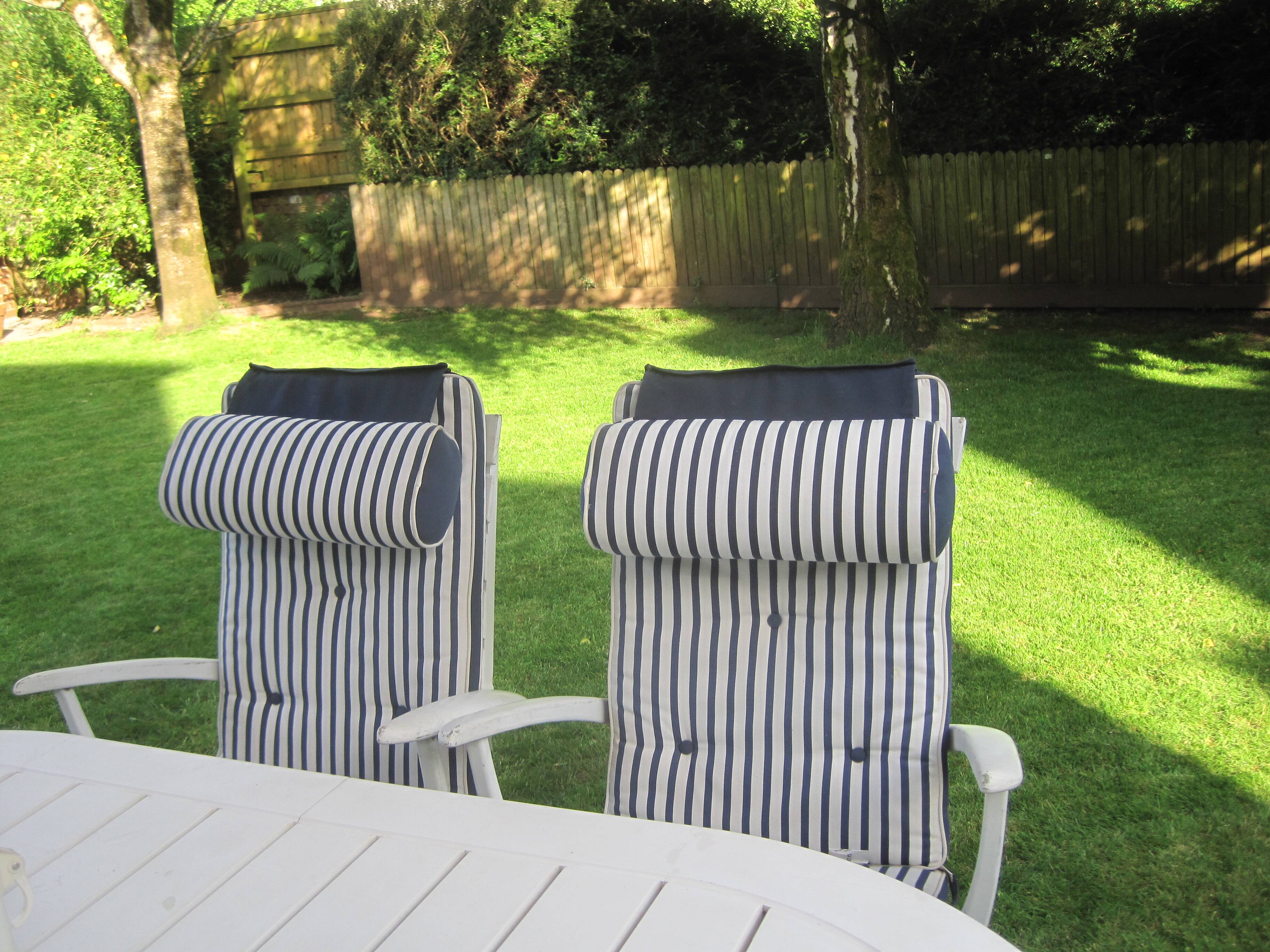 Mid-Century Riviera Chairs and Folding Table by French Maker Triconfort