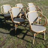 Set of 6 rattan terrace bistro armchairs type "Parisian"