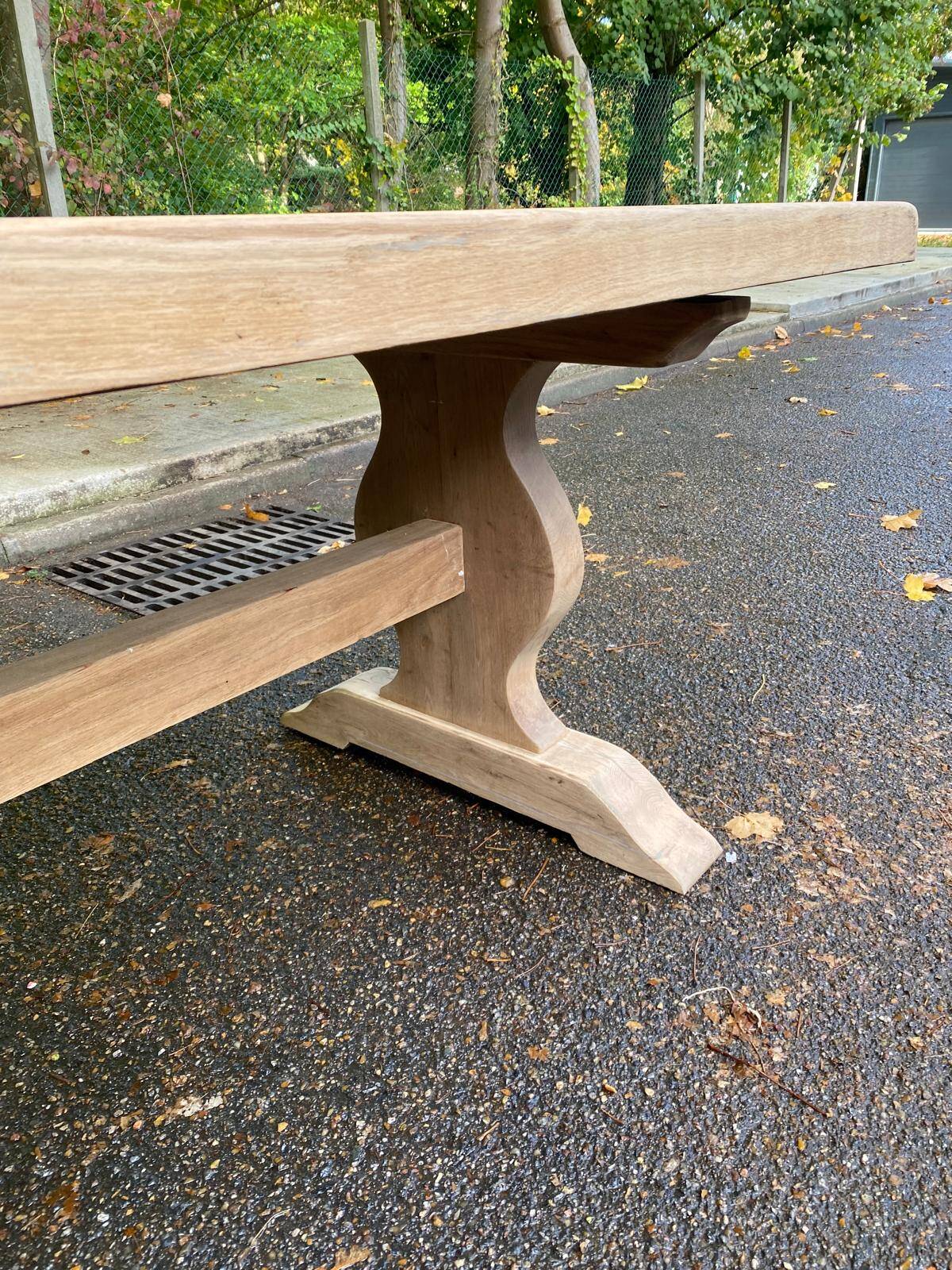 Table à manger de monastère rénovée en chêne massif du 19ème 200cm