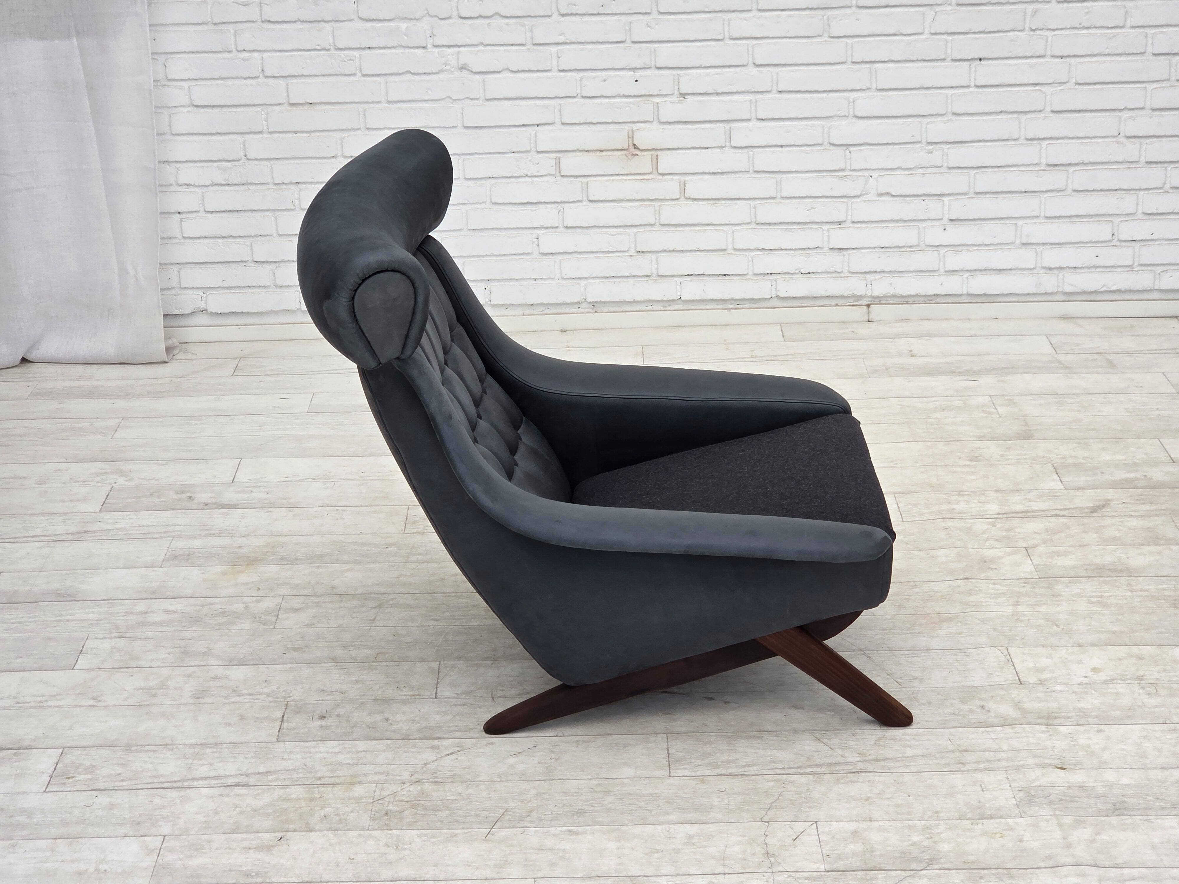 1970s, Danish design by Illum Wikkelsø, reupholstered armchair, leather.
