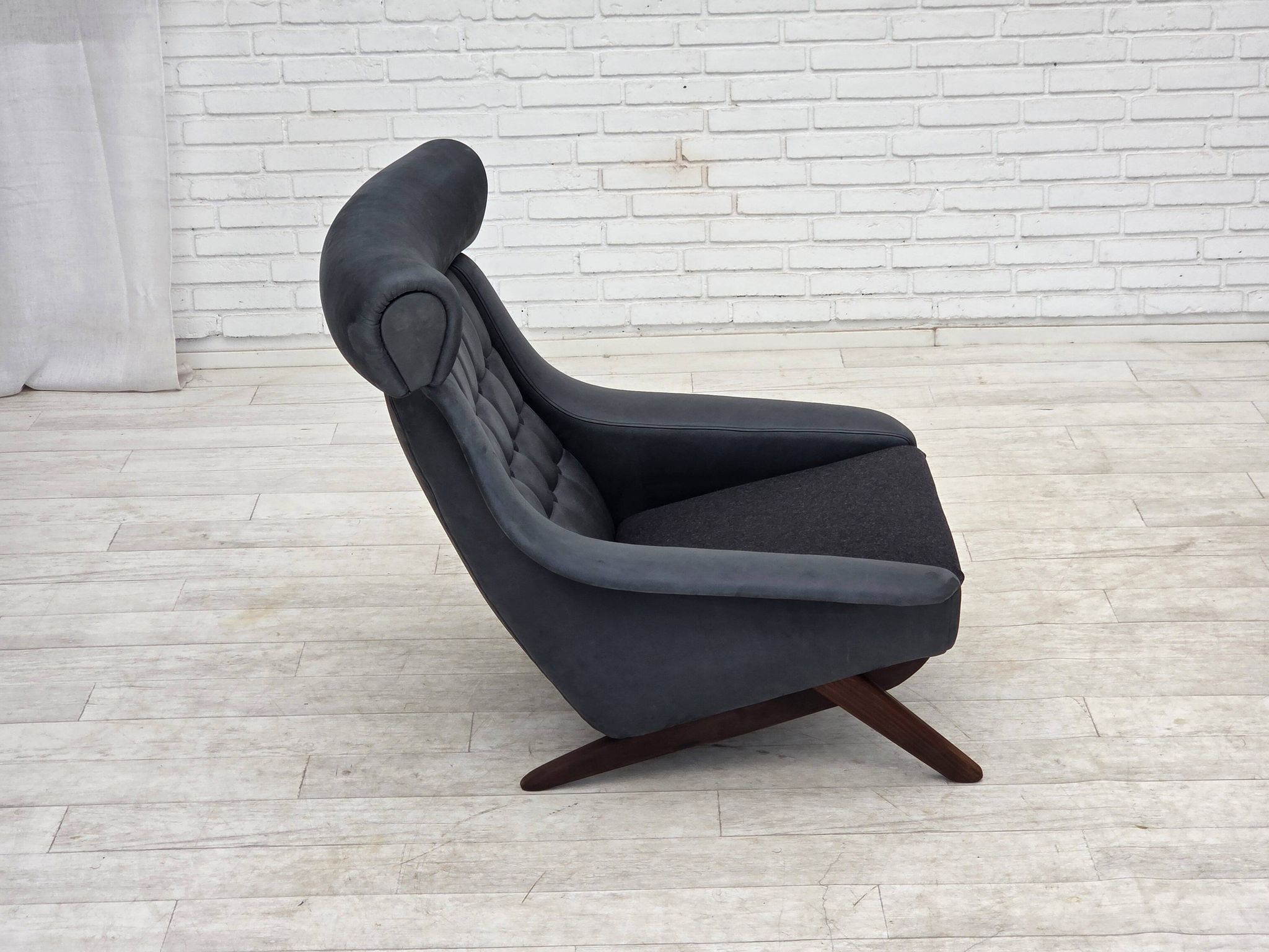 1970s, Danish design by Illum Wikkelsø, reupholstered armchair, leather.