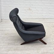 1970s, Danish design by Illum Wikkelsø, reupholstered armchair, leather.