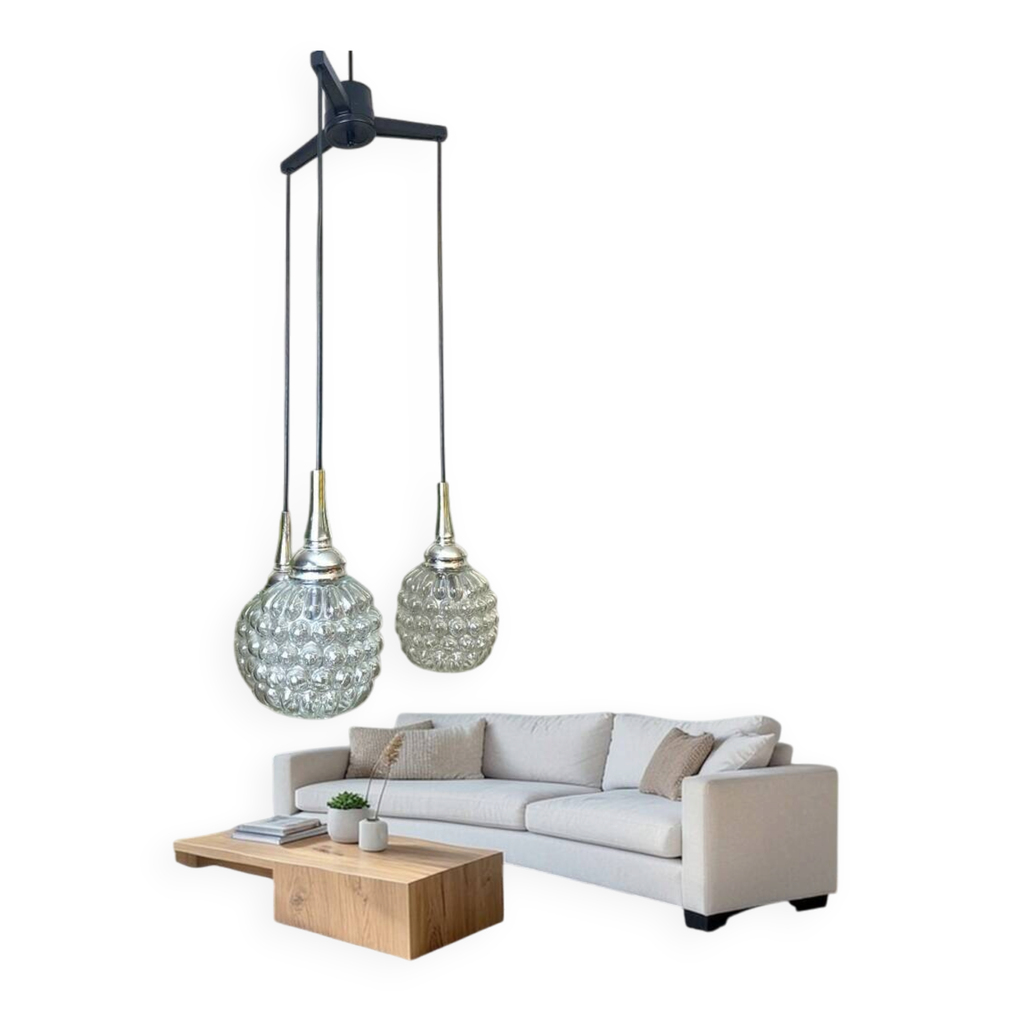 Mid Century Modern glass cascading chandelier