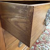 Commode de style Louis Philippe en merisier et marbre gris veiné