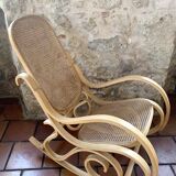 Rocking chair with cane seat and backrest
