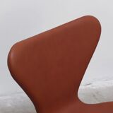 'Series 7' chairs in cognac leather by Arne Jacobsen for Fritz Hansen, 1955
