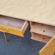 Wood and formica desk, compass feet, vintage, 70s
