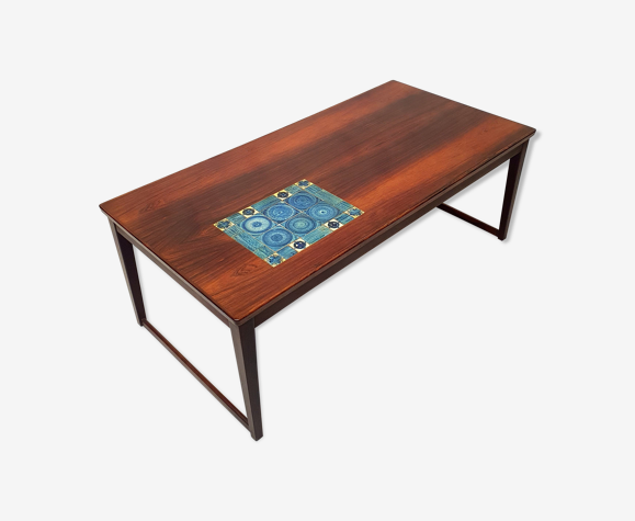 Table basse de Svend Langkilde pour Langkilde Møbler - Palissandre & Céramique - Ca 1960