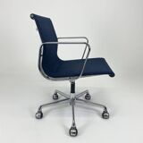 Blue fabric office chair, ICF - Charles Eames, Ray Eames - EA108 aluminum group