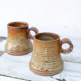 4 sandstone cups signed Jean Pierre Prudhomme