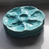 6 oyster plates in Gien slip.