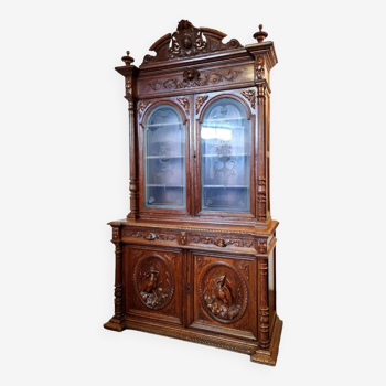 Hunting lodge library buffet in blond oak circa 1850