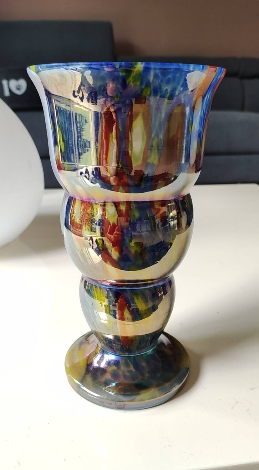 Boho chic iridescent/Iridescent vase. Millefiori. Wilhelm Kralik