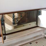 Large mirror wall rectangular triptych teak 146x46cm