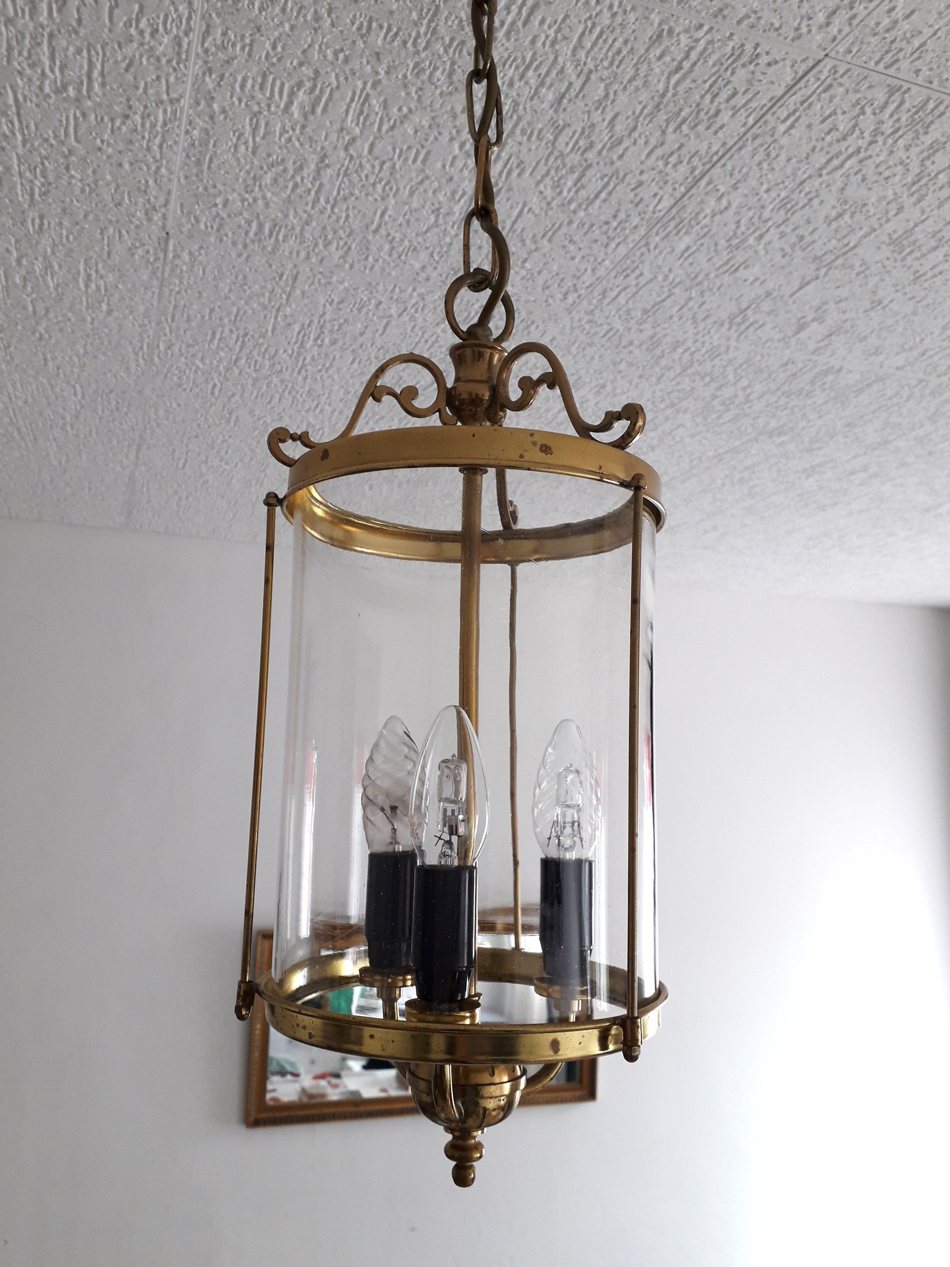 Old entrance hall lantern - 3 fires - convex glass - 50s