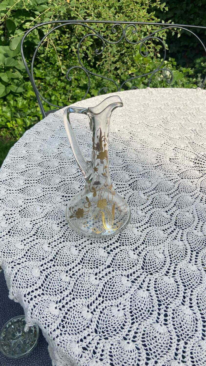 Small old enameled carafe / soliflore