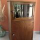 Vintage wooden furniture, vinyl storage, bookshelf, desk.