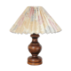 Wooden table lamp with vintage floral pleated lampshade