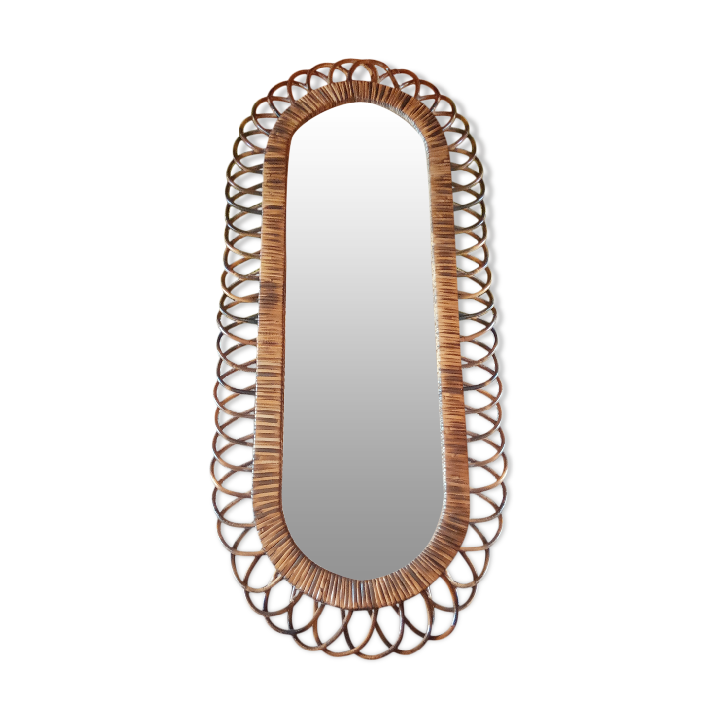 Vintage rattan mirror - 98x44cm