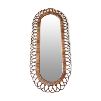 Vintage rattan mirror - 98x44cm