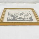 Lithograph print signed sueur village view 58/250