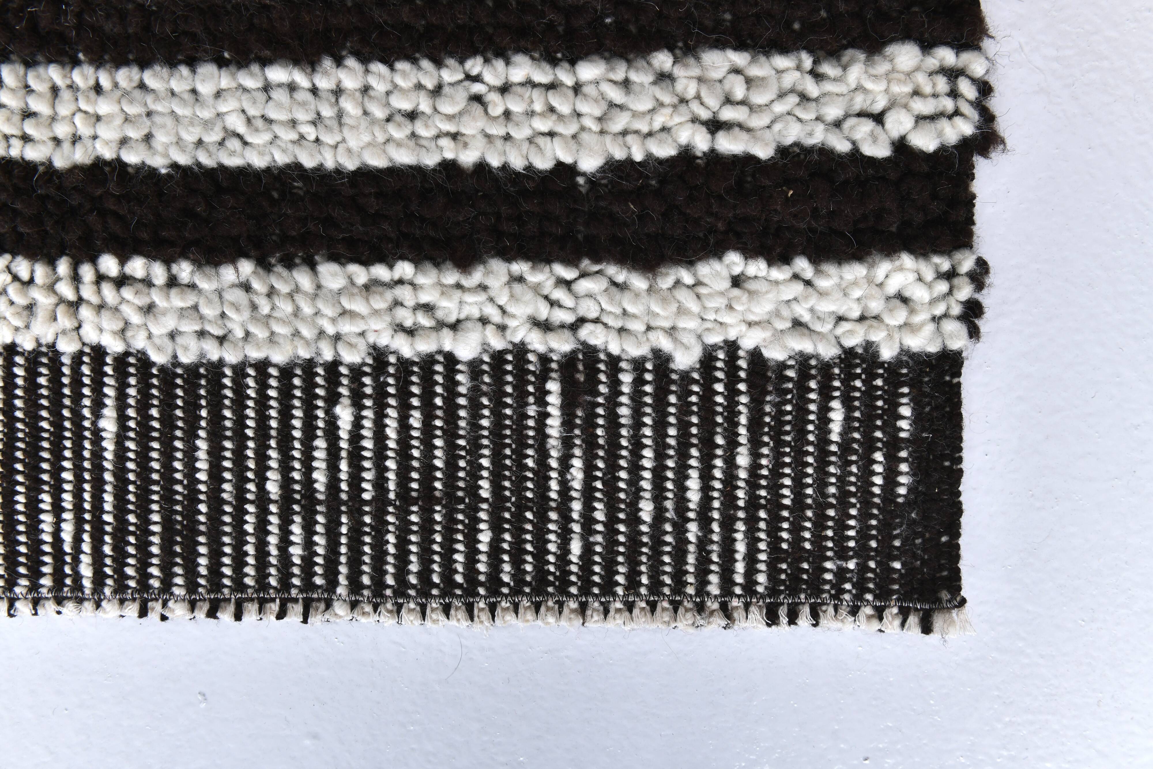 2x9 Brown White Striped Runner Rug, 69x289Cm SK 242096