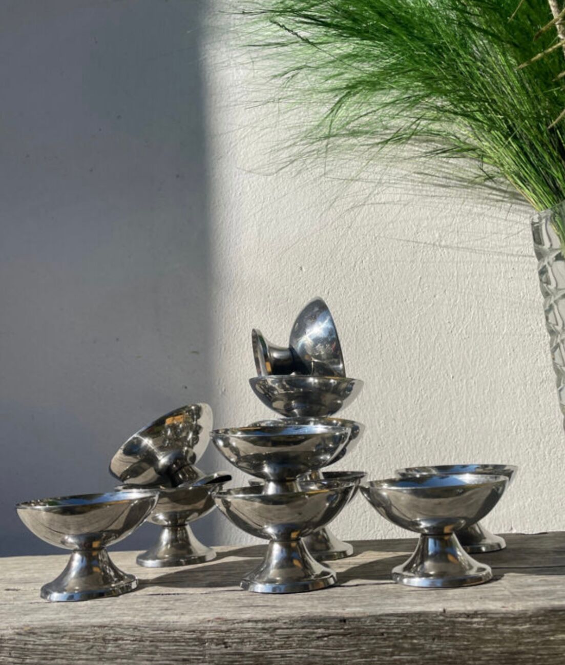 11 vintage stainless steel bowls
