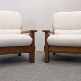 Pair of modernist armchairs in solid elm from the 60s/70s