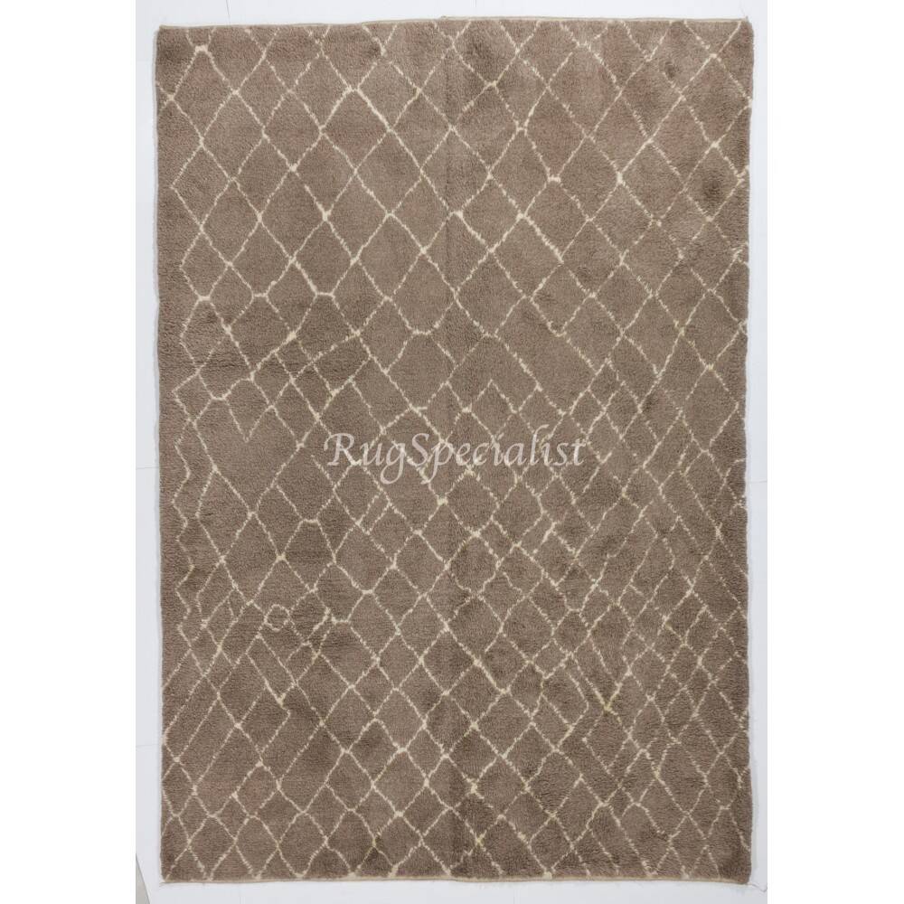 Contemporary Moroccan Rug Made of Natural Mocha Brown Wool